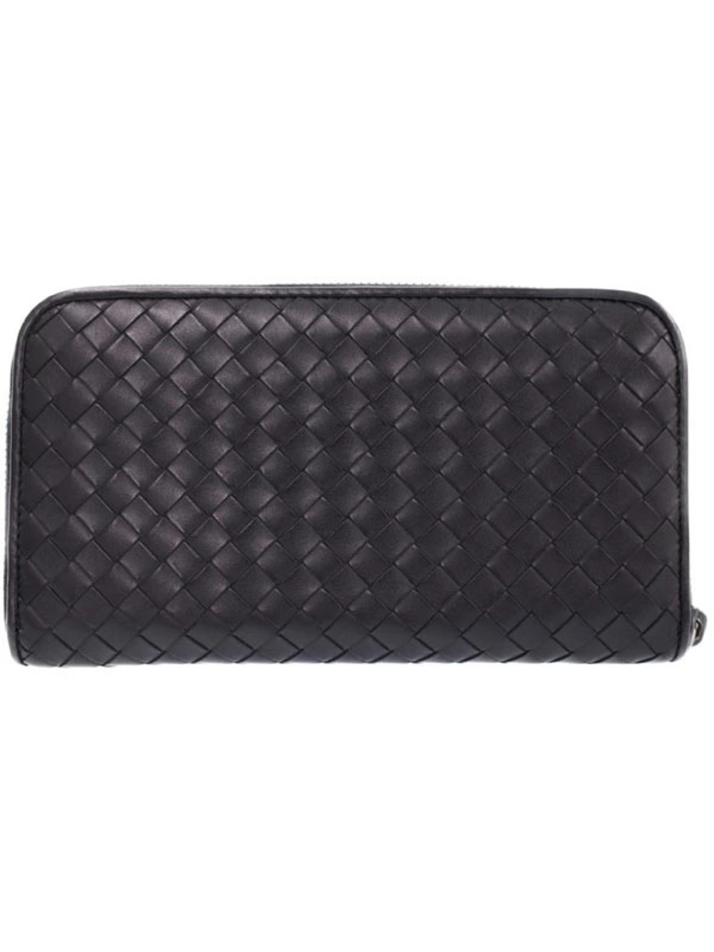 Bottega Veneta Long Intrecciato Zipper Round Wallet Black
